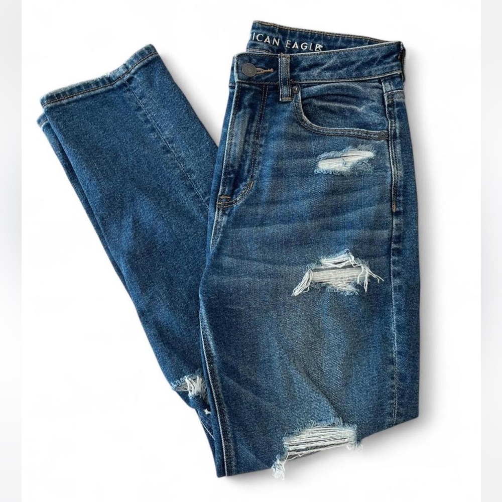 American Age Blue Skinny Jeans with Distressed Details